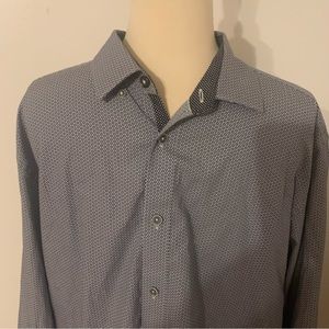 Ted Baker Geometric Blue Button Down Shirt Size 6‎